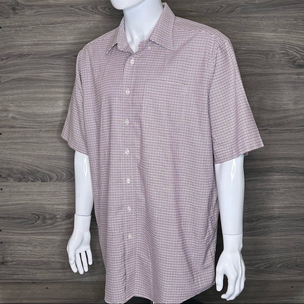 L.L.Bean Mens Wrinkle Resistant Short Sleeve Button Down Shirt size 17.5 Tall